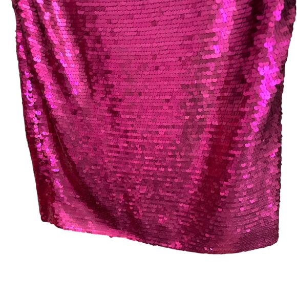 Etcetera Dark Pink Sequin Embellished Straight Fit Knee Skirt Womens Size 8 - Picture 2 of 5